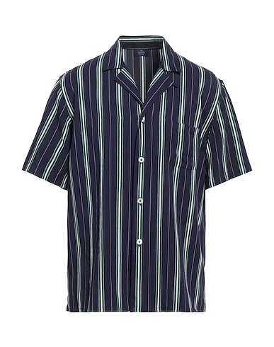 ALESSANDRO GHERARDI Striped shirt Navy 89% Viscose, 11% Polyamide