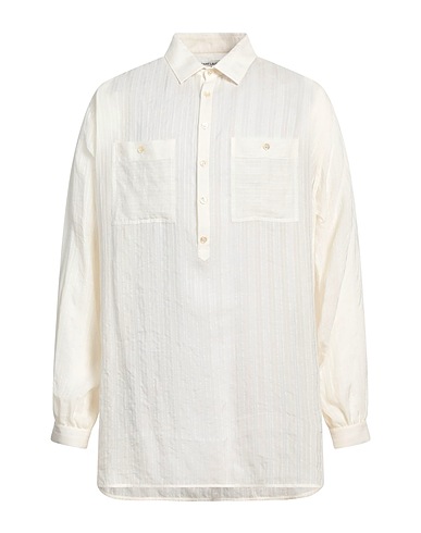 SAINT LAURENT Solid color shirt 72% Cupro, 22% Linen, 6% Cotton