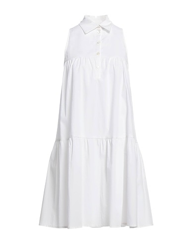 1-ONE Office dress White 97% Cotton, 3% Elastane