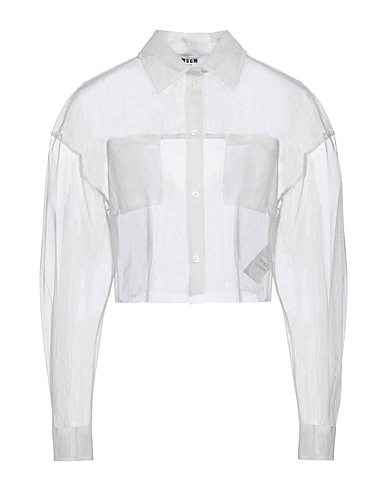 MSGM Solid color shirts & blouses White 100% Polyamide