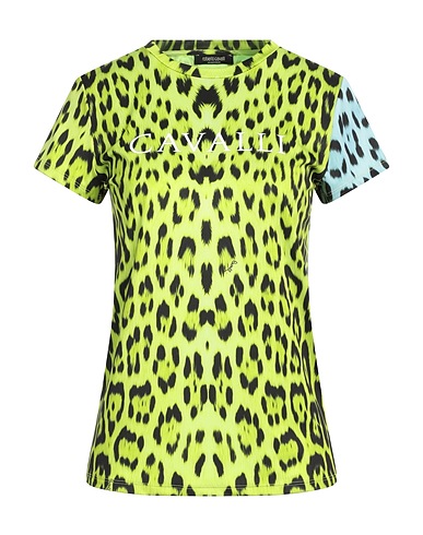 ROBERTO CAVALLI T-shirt Lime green 86% Polyester, 14% Elastane