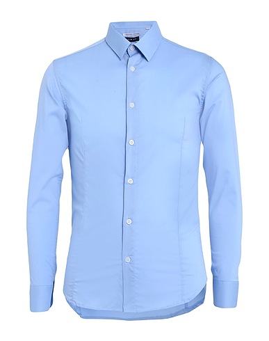 GREY DANIELE ALESSANDRINI Einfarbiges Hemd Himmelblau 70% Baumwolle, 26% Polyamid, 4% Elastan