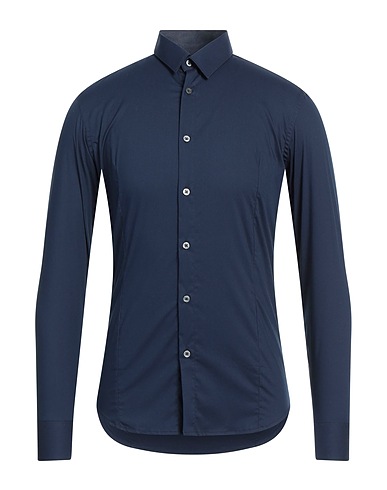 GREY DANIELE ALESSANDRINI Solid colour shirt Midnight blue 70% Cotton, 26% Polyamide, 4% Elastane