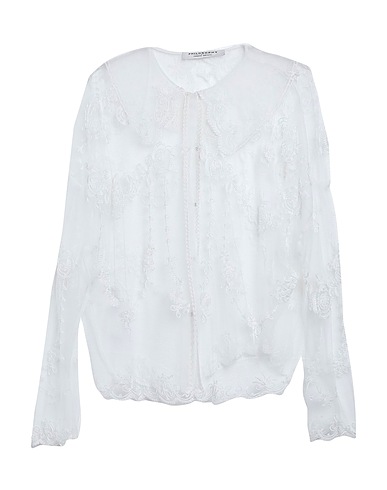 PHILOSOPHY di LORENZO SERAFINI Floral shirts & blouses White 56% Polyamide, 44% Cotton