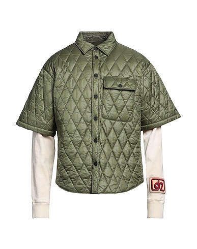 DSQUARED2 Patterned shirt Military green 100% Polyamide, Cotton, Lyocell, Elastane