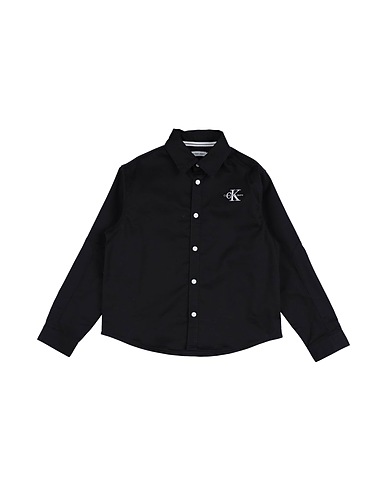 CALVIN KLEIN JEANS Solid colour shirt Black 98% Cotton, 2% Elastane