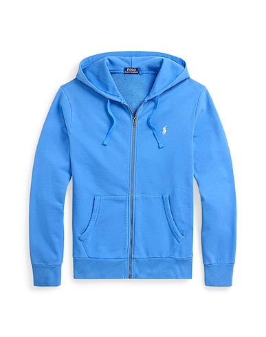 POLO RALPH LAUREN Hooded track jacket  LOOPBACK TERRY FULL-ZIP HOODIE Azure 100% Cotton