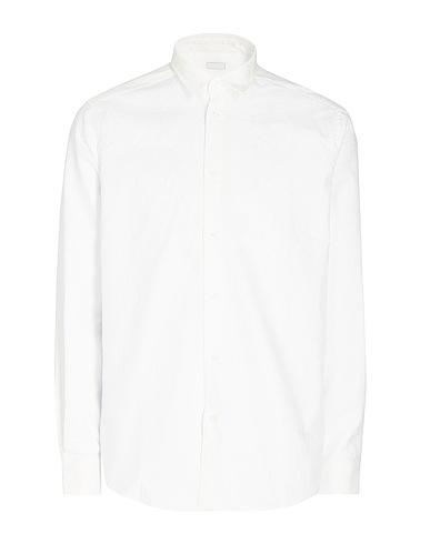8 by YOOX Solid colour shirt REGULAR FIT LONG SLEEVES SHIRT
 White 85% Polyester, 13% Viscose, 2% Elastane