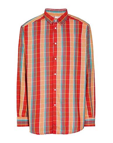 8 by YOOX Checked shirt COTTON STRIPED OVERSIZE SHIRT
 Rust 100% Cotton