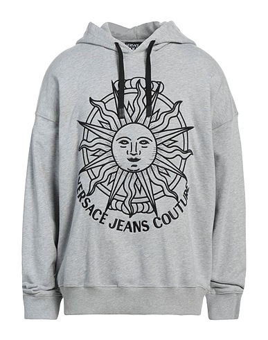 VERSACE JEANS COUTURE Hooded track jacket  Grey 100% Cotton