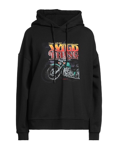 PINKO Hooded track jacket  Black 100% Cotton, Elastane