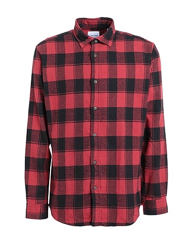 JACK & JONES Checked shirt Red 60% Cotton, 40% Polyester