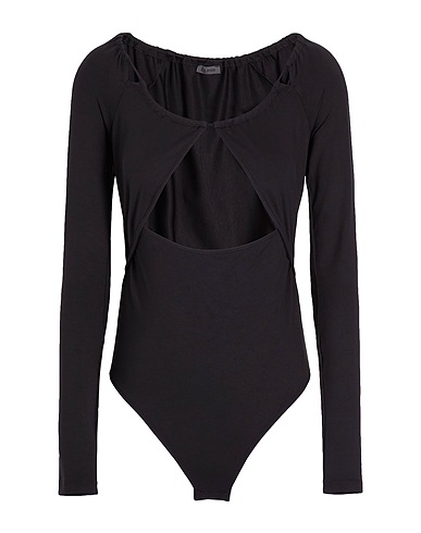 8 by YOOX TOPS CUT-OUT BODYSUIT
 Schwarz 94% Recyceltes Polyamid, 6% Elastan