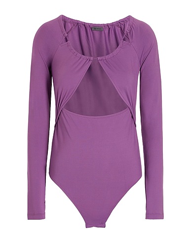 8 by YOOX TOPS CUT-OUT BODYSUIT
 Violett 94% Recyceltes Polyamid, 6% Elastan