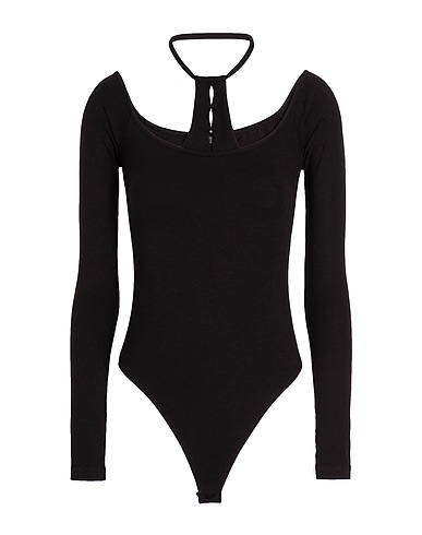 8 by YOOX TOPWEAR VISCOSE CUT OUT NECK OFF-SHOULDER BODYSUIT
 Black 95% Viscose, 5% Elastane