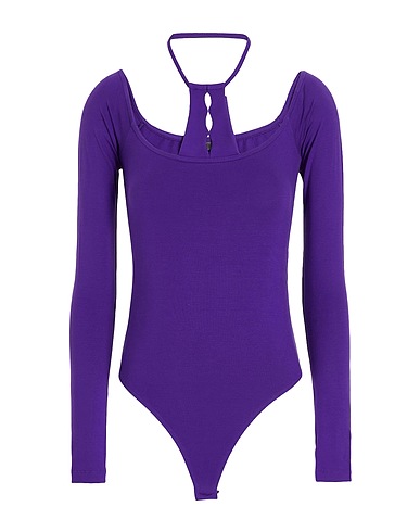 8 by YOOX TOPS & TEES VISCOSE CUT OUT NECK OFF-SHOULDER BODYSUIT
 Purple 95% Viscose, 5% Elastane