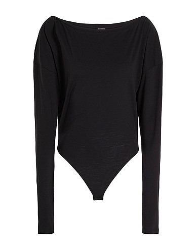 8 by YOOX TOPS & TEES OFF-SHOULDER BODYSUIT
 Black 67% Lyocell, 33% Organic cotton