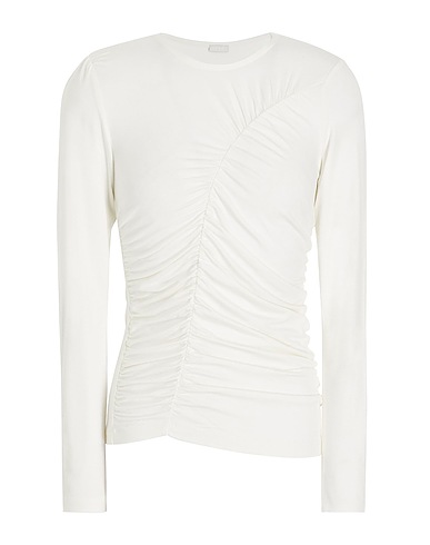 8 by YOOX T-shirt CREW-NECK GATHERED TOP
 Ivory 95% Viscose, 5% Elastane