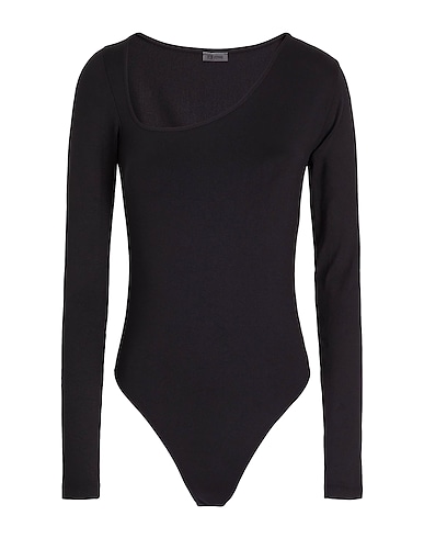 8 by YOOX TOPWEAR ASYMMETRICAL CUT-OUT BODYSUIT
 Black 94% Recycled polyamide, 6% Elastane