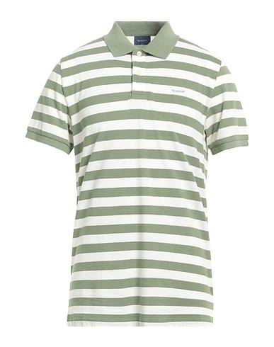 GANT Polo shirt Sage green 100% Cotton, Elastane