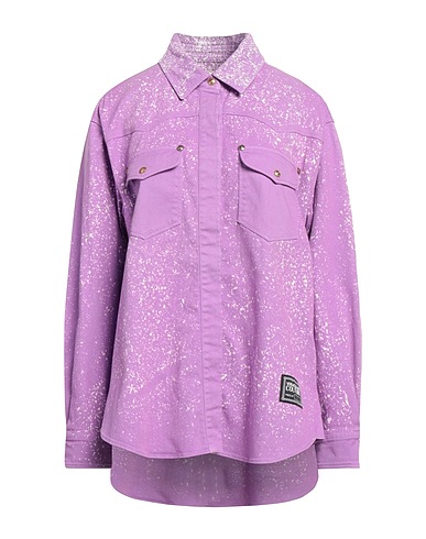 VERSACE JEANS COUTURE Patterned shirts & blouses Purple 98% Cotton, 2% Elastane