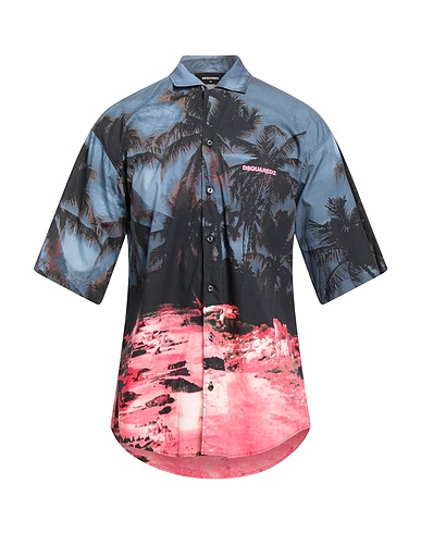 DSQUARED2 Patterned shirt Slate blue 100% Cotton