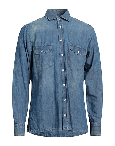 BARBA Napoli Denim shirt Blue 65% Cotton, 35% Linen