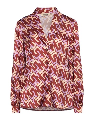 THINK Patterned shirts & blouses Brown 100% Polyester