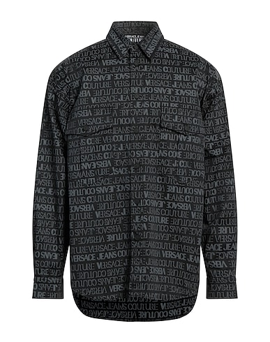 VERSACE JEANS COUTURE Patterned shirt Black 97% Cotton, 3% Elastane