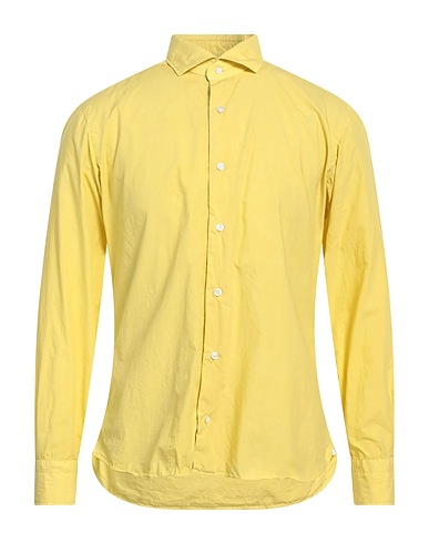 BARBA Napoli Solid color shirt Yellow 100% Cotton