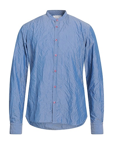 AGLINI Solid colour shirt Azure 50% Cotton, 50% Polyester