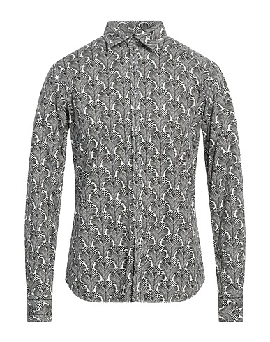 AGLINI Patterned shirt Black 97% Cotton, 3% Elastane