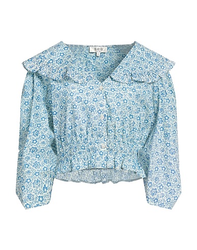 SEA Camicie  e bluse fantasia Blu chiaro 100% Cotone