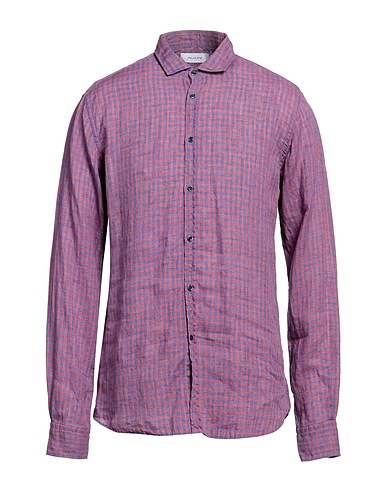 AGLINI Camicia a quadri Mattone 100% Lino