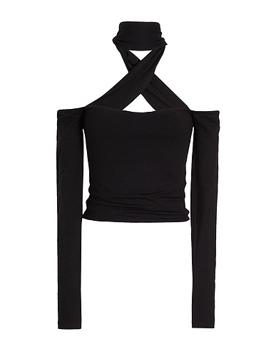 8 by YOOX Off-the-shoulder top VISCOSE OFF-SHOULDER CUT OUT BACK TOP
 Black 95% Viscose, 5% Elastane