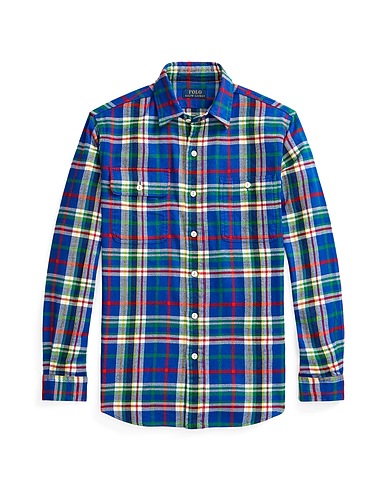 POLO RALPH LAUREN Camicia a quadri CLASSIC FIT PLAID FLANNEL WORKSHIRT
 Blu china 100% Cotone