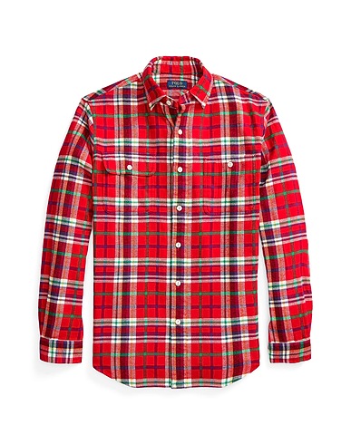 POLO RALPH LAUREN Kariertes Hemd CLASSIC FIT PLAID FLANNEL WORKSHIRT
 Rot 100% Baumwolle