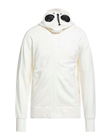 C.P. COMPANY Hooded track jacket  Off white 100% Cotton