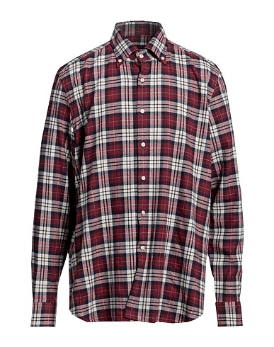 SPRING STREET Checked shirt Burgundy 65% Polyester, 35% Cotton