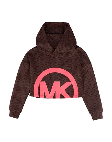 MICHAEL KORS KIDS Hooded track jacket  Dark brown 72% Polyester, 24% Viscose, 4% Elastane