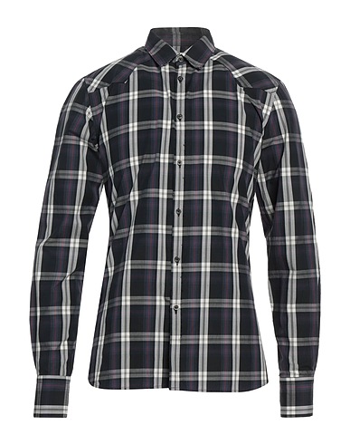 AGLINI Checked shirt Midnight blue 100% Cotton