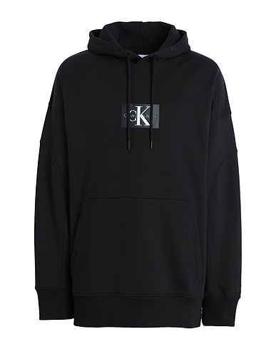 CALVIN KLEIN JEANS Hooded track jacket  Black 75% Cotton, 25% Recycled cotton