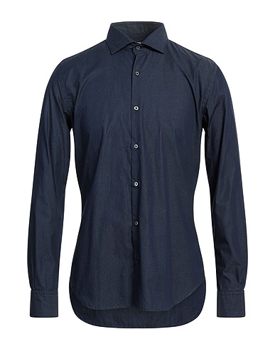 BROOKSFIELD Patterned shirt Midnight blue 100% Cotton