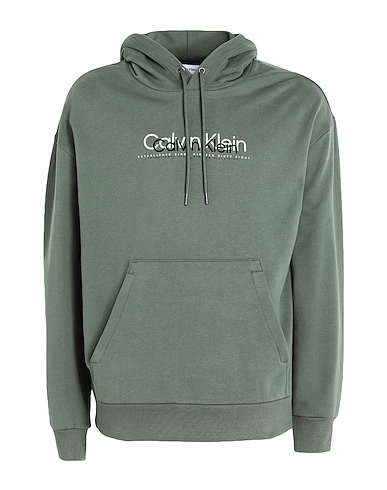 CALVIN KLEIN Hooded track jacket  Military green 100% Cotton