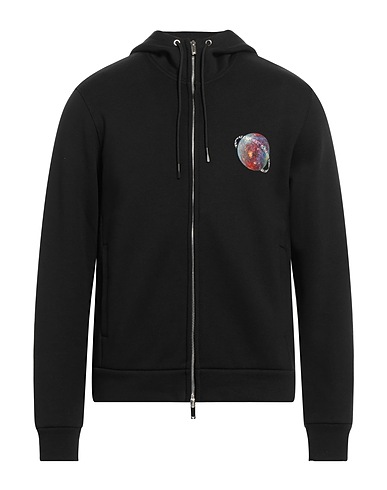 EMPORIO ARMANI Hooded track jacket  Black 80% Cotton, 20% Polyester