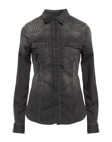 KARL LAGERFELD Denim shirt Black 84% Cotton, 13% Elastomultiester, 3% Elastane
