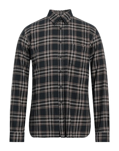 XACUS Checked shirt Dark brown 93% Cotton, 7% Cashmere