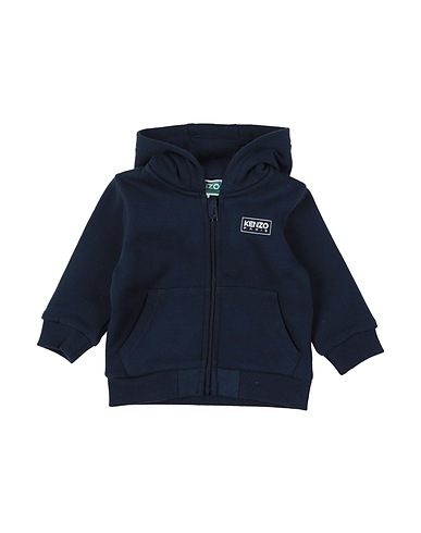 KENZO KIDS Hooded track jacket  Midnight blue 100% Cotton, Elastane