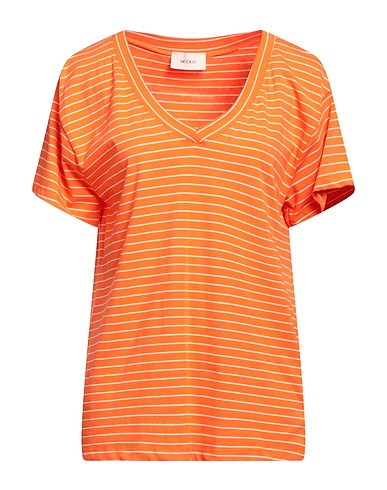 VICOLO T-shirt Orange 95% Cotton, 5% Elastane