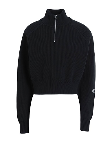 CALVIN KLEIN JEANS Polo neck Black 78% Polyester, 22% Polyamide